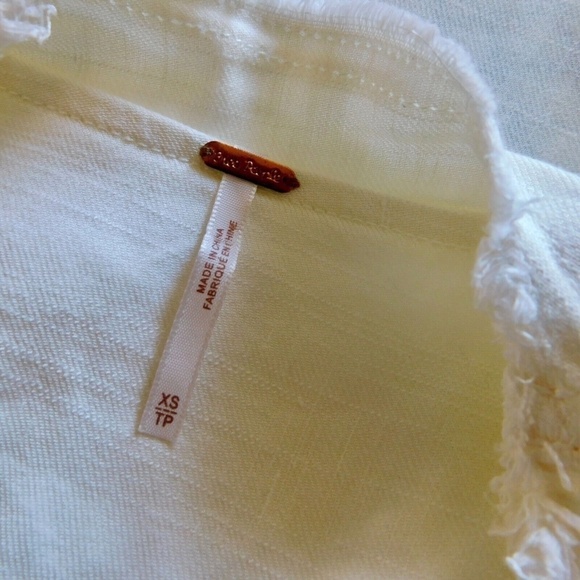 FREE PEOPLE Linen Raw Femme Draped Jacket Off-White Eggshell Cream X-Small - Picture 12 of 14